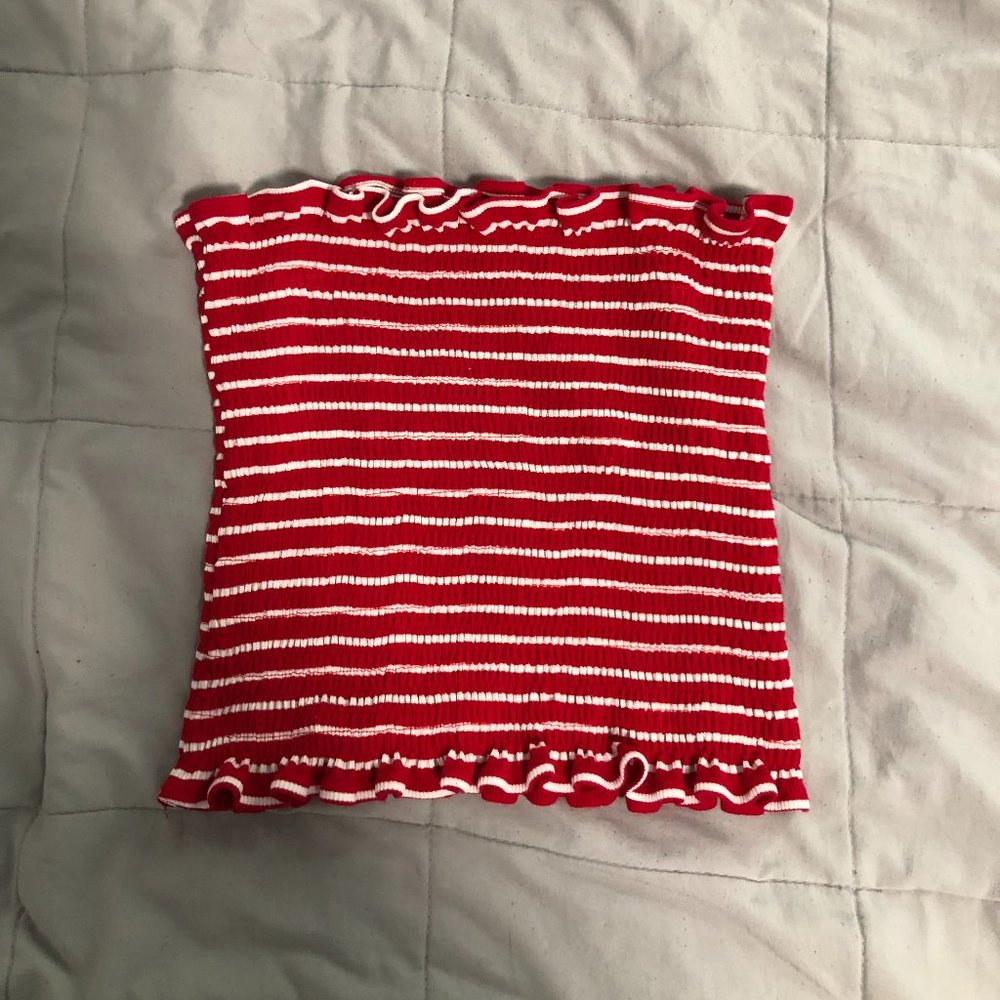 American Eagle Red and White Striped Tube Top